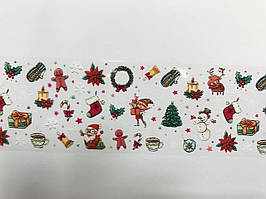Фольга для дизайна на ногтях Новый год зимние узоры на прозрачном фоне (ширина 4,5 см длина 1 м) № 3