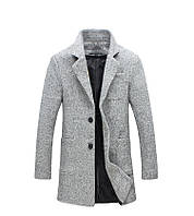 Чоловіче кашемірове приталене пальто з капюшоном сіре S, фото 1