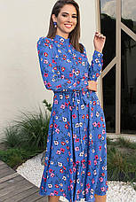 Жіноче яскраво-синє плаття з квітами Ізольда-1 на довгий рукав, фото 2