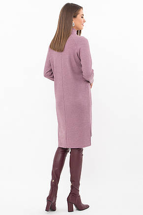 Жіноче тепле лілове плаття з кишенями з трикотажу, фото 2