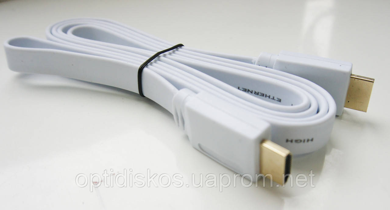 HDMI кабель, плоский, 1,5м, белыйНет в наличии