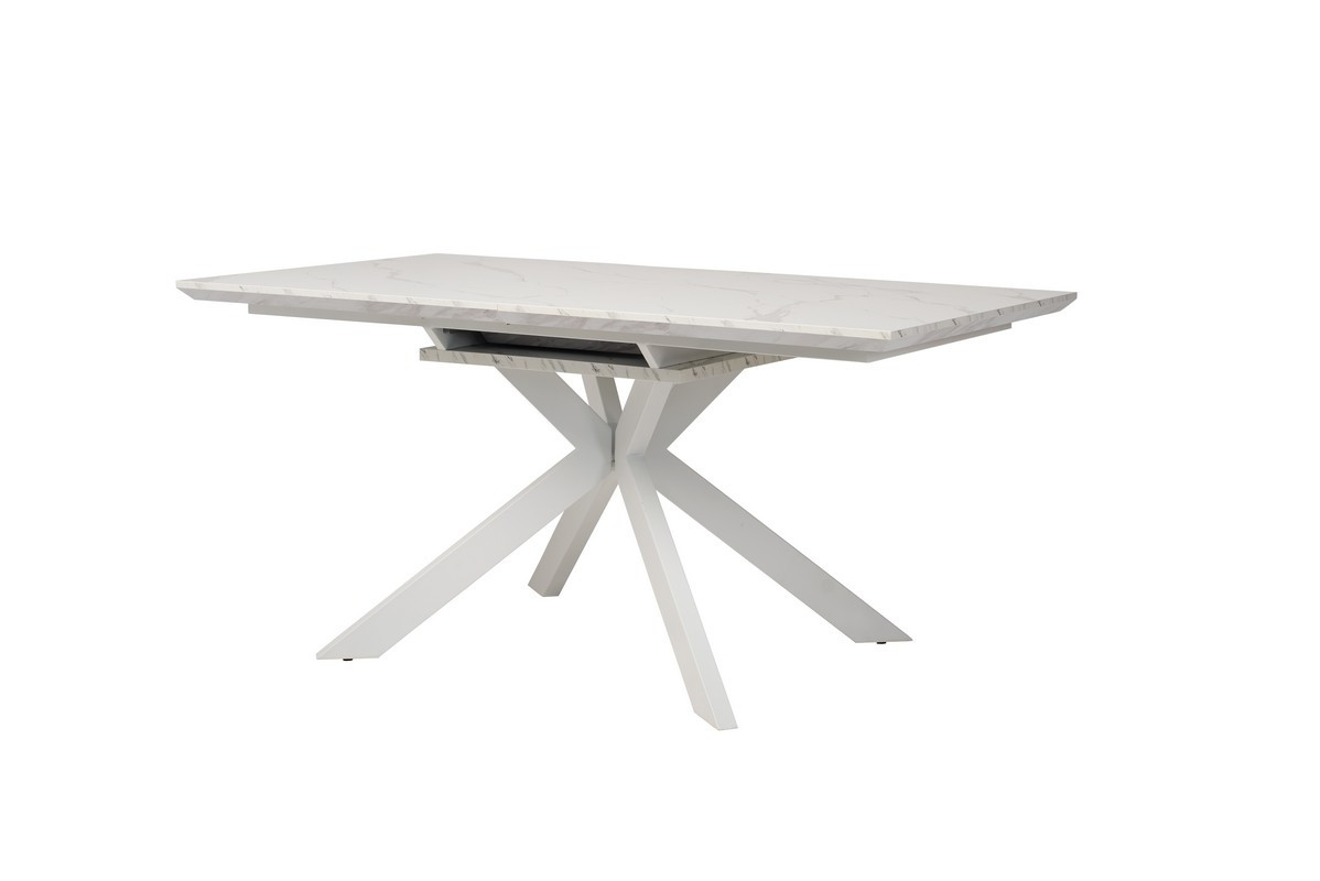 Стол обеденный TML-630 белый под мрамор + белый металл 160/200 от Vetro Mebel