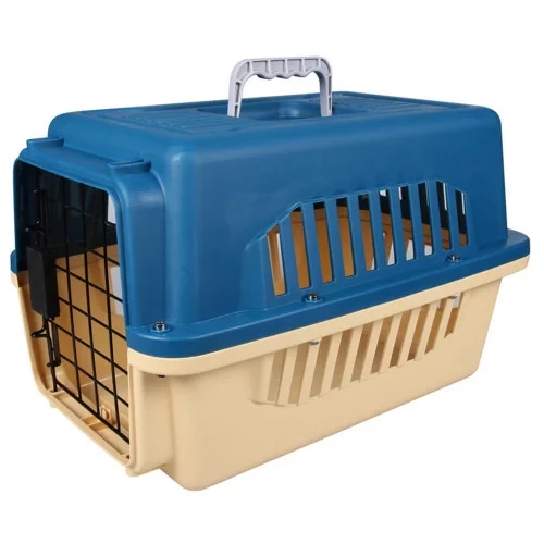 Переноска AnimAll A1104 для кішок і собак, бежево-синє, 47×31×30 см