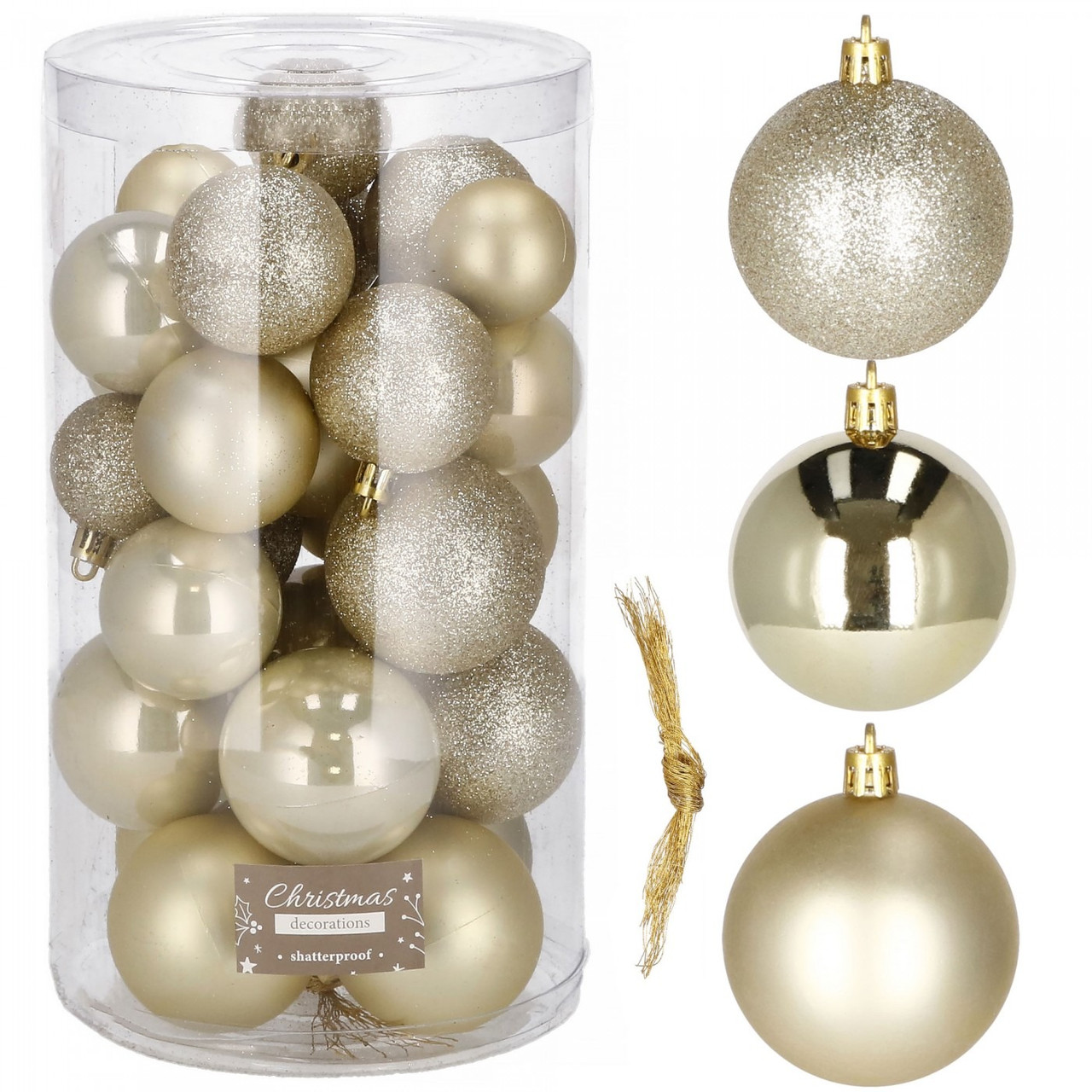 Набір ялинкових кульок Springos від 4 до 6 см 30шт пластикові кулі Новорічні Іграшки та прикраси на ялинку Золоті