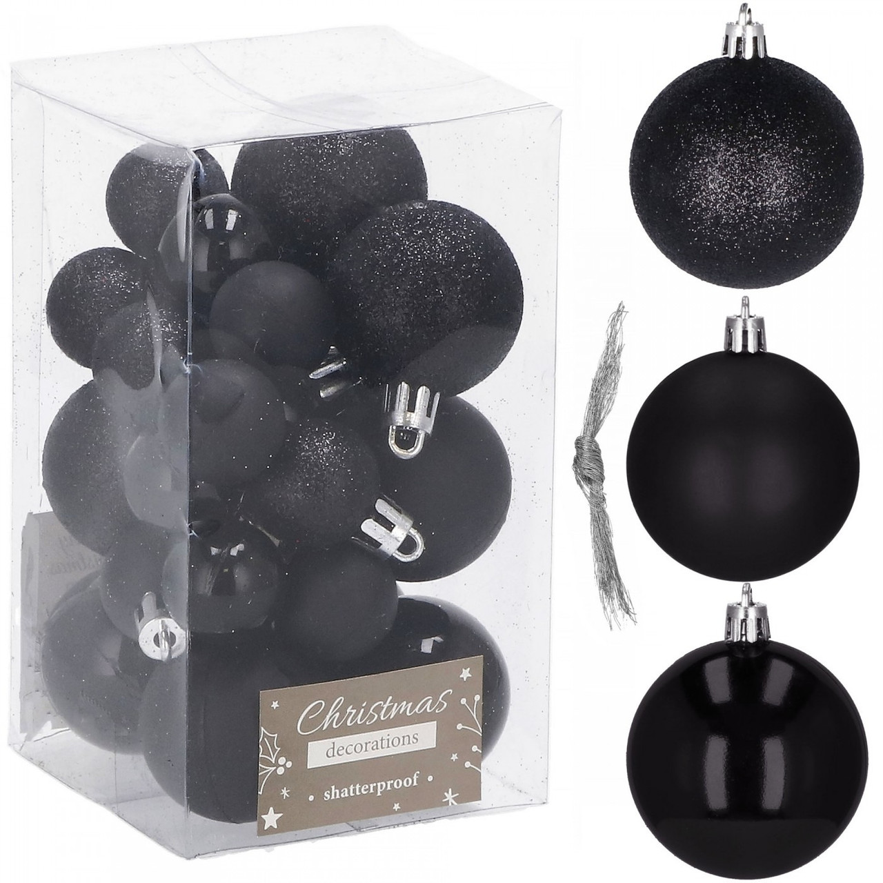 Набір ялинкових кульок Springos 2,5 і 4 см 25 шт Новорічні пластикові іграшки Прикраси кулі на ялинку Чорні