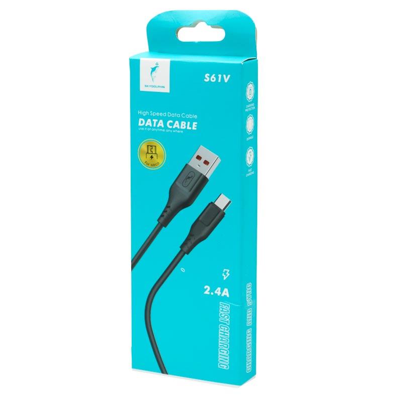 Кабель micro USB SKYDOLPHIN S61V  2.4A Fast Charging Data Cable Чёрный