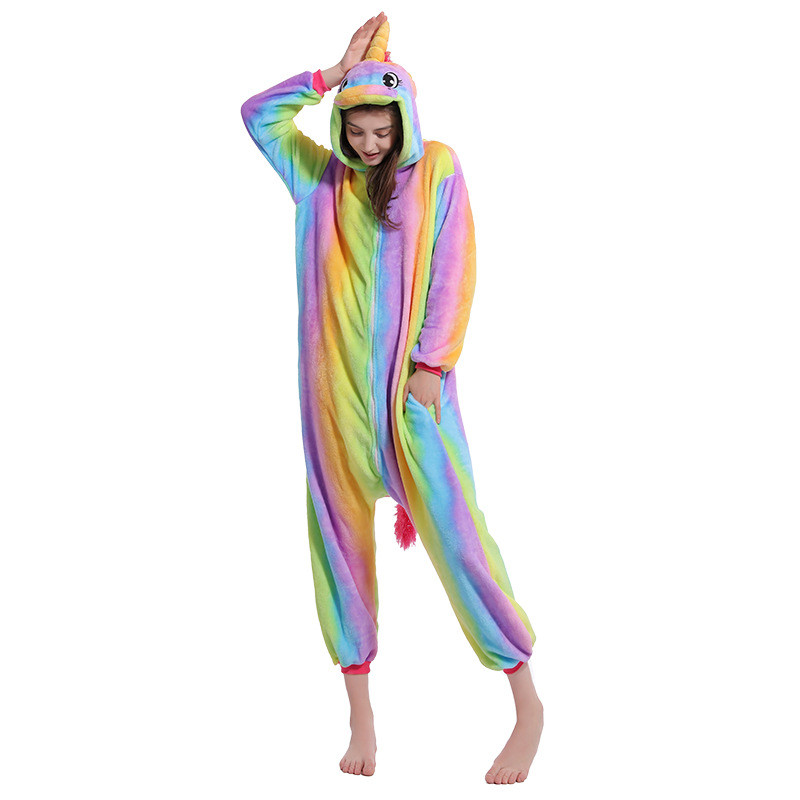 Пижама кигуруми Единорог радужный на молнии S (150-160см)