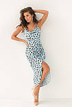 Атласное платье с леопардовым принтом hot fashion - голубой цвет, S (есть размеры), фото 3