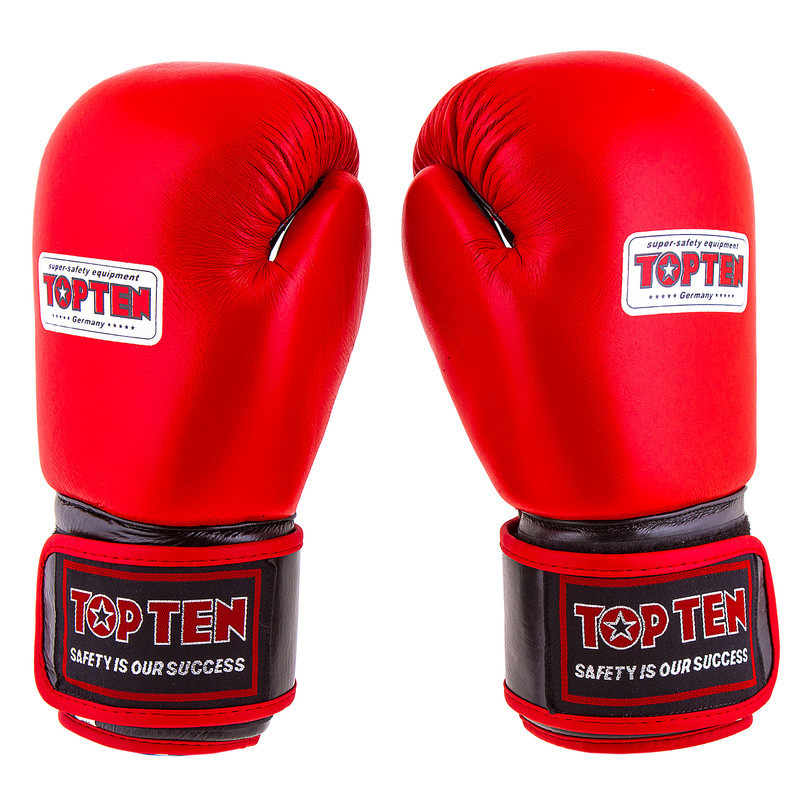Боксерские перчатки кожаные красные 10oz Top Ten