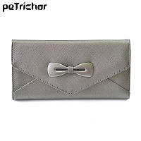 Брендовий дизайнерський клатч-конверт з застібкою і бантом, Довгий Жіночий гаманець, Laies гаманець, жіночі, фото 1