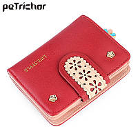 Нове надходження, милий дизайнерський жіночий гаманець з квітковим оформленням, маленькі червоні гаманці,, фото 1