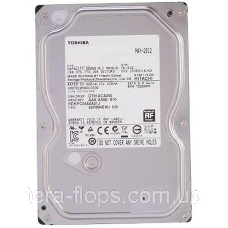Жёсткий диск HDD Toshiba 500GB (DT01ACA050) Восстановленный (DC), цена 760  грн - Prom.ua (ID#1529514252)