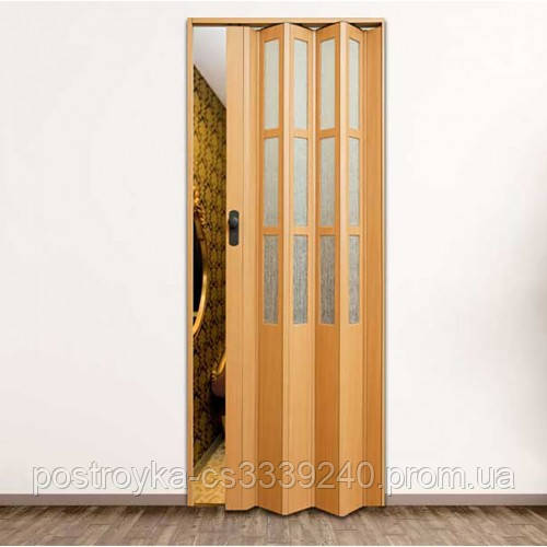 Двері гармошка Vinci Decor Symfonia Бук, зі склом, складні, розсувні, пластикова