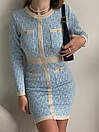 Женское вязаное платье в принт с окантовкой и накладными карманами длиной миди (р. 42-44) 77py3184, фото 2