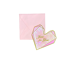 Міні-листівка 105 Серце геометрія на рожевому 9*9см