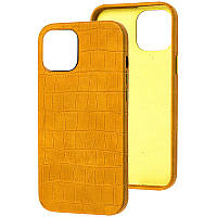 Кожаный чехол Croco Leather для Apple iPhone 13 mini (5.4") Искусственная кожа, Yellow