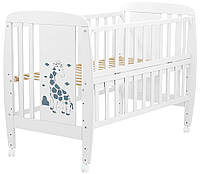 Детская кроватка Babyroom Жирафик откидной бок, колеса белая DJO-01 бук
