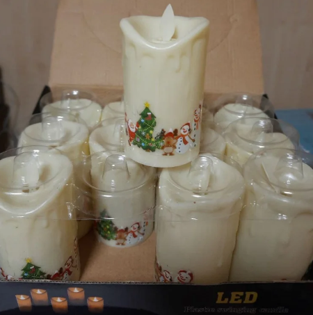 Світлодіодна свічка plastic swinging candle Led 12 шт. колір білий+малюнок 12 см | Свічка-світильник