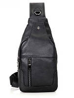 Мужской кожаный слинг рюкзак на одно плече TIDING BAG GF-87321 черный, фото 3