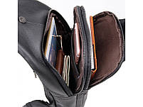 Мужской кожаный слинг рюкзак на одно плече TIDING BAG GF-87321 черный, фото 5