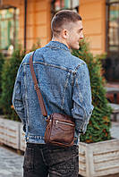 Мужская сумка-мессенджер через плечо кожанаяTiding Bag G1157A Коричневая, фото 5