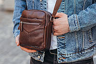 Мужская сумка-мессенджер через плечо кожанаяTiding Bag G1157A Коричневая, фото 8