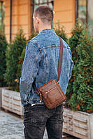 Чоловіча шкіряна сумка-месенджер Tiding Bag A425-Коричнева 1211A, фото 8