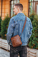Чоловіча шкіряна сумка-месенджер Tiding Bag A425-Коричнева 1211A, фото 5