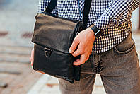 Чоловіча шкіряна сумка-месенджер Tiding Bag 725-127 Чорна, фото 7