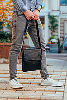 Мужская кожаная сумка-мессенджер Tiding Bag 725-127 Черная, фото 2