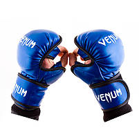 Перчатки для единоборств синие Venum MMA, размер S, фото 2