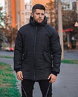 Зимняя парка черная Мужская зимняя куртка длинная Мужская куртка теплая Украина S, M, L, XL