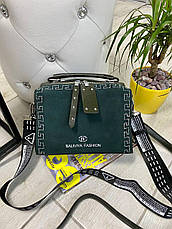 Замшева сумка Baliviya Kleo з двома ремінцями зелена, фото 3
