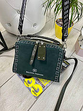 Замшева сумка Baliviya Kleo з двома ремінцями зелена, фото 2