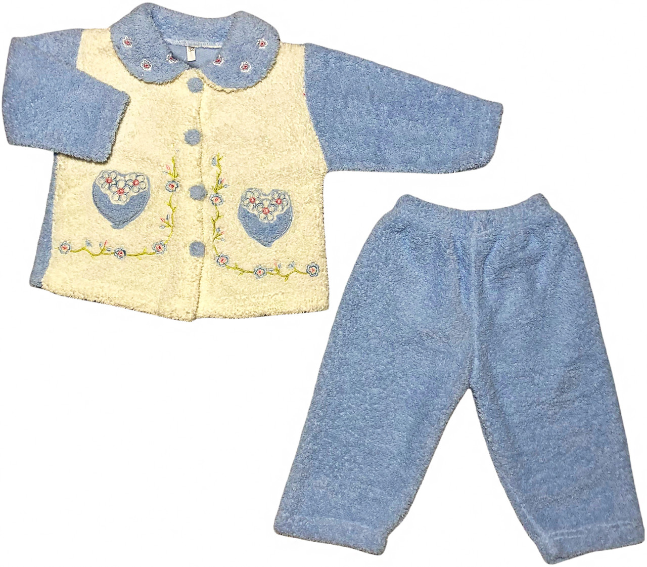 Тёплый костюм на девочку рост 74 6-9 мес для малышей ребёнка детей комплект детский махровый голубой