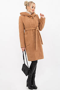 Женское горчичное пальто с капюшоном MS-259-К Z