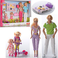 Семья типа Барби пикник DEFA 8301 с самокатом | Salex | Куклы Барби, по типу Барби