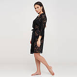 Жіночий комплект Dobra Rich нічна сорочка Kotlas халат Miami з мереживної тканини шантильї чорний 3XL (005SAG, фото 8