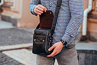 Чоловіча шкіряна сумка-месенджер Tiding Bag 825-1378 Чорна, фото 6