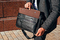 Чоловіча офісна сумка-портфель з натуральної шкіри Tiding Bag 710671-17 чорна, фото 8