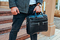 Сумка-портфель чоловіча шкіряна для ноутбука і документів Tiding Bag 6452, фото 4