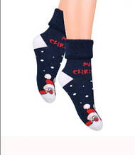 Новогодние утепленные махровые детские носки для мальчика STEVEN Польша 096 Синий Хит!