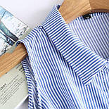 Блузка сорочка в смужку з відкритими плечима р-ри 44 бавовна, фото 2
