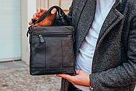 Мужская кожаная сумка Tiding Bag 123765 Черная, фото 9