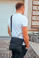 Мужская кожаная сумка Tiding Bag  713921 черная, фото 2