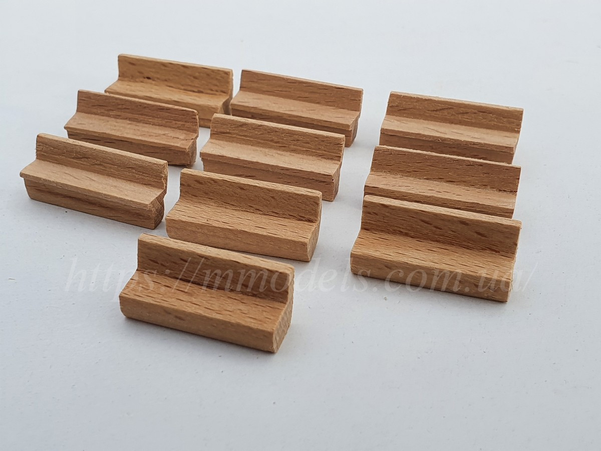 Комплект деревяных лавочек для моделирования 10шт, масштаба H0,1:87