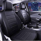 Чохли на сидіння Мазда СХ5 (Mazda СХ5) (модельні, екошкіра, окремий підголовник, кант) Чорно-бежевий, фото 3