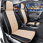 Чохли на сидіння Мазда СХ5 (Mazda СХ5) (модельні, екошкіра, окремий підголовник, кант) Чорно-бежевий, фото 4