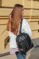 Жіночий чорний міський рюкзак з натуральної шкіри Tiding Bag - 24994, фото 8