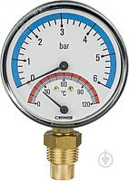 Термоманометр Cewal Д 80 1/2 "0/120 ° С 6 бар вертикальный CEWAL